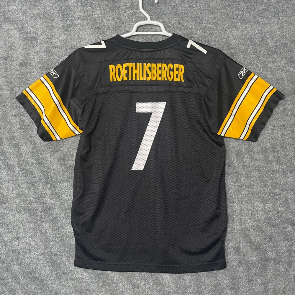 Pittsburgh Steelers Ben Roethlisberger Jersey Black Yellow #‎ 7 Reebok Boys XL